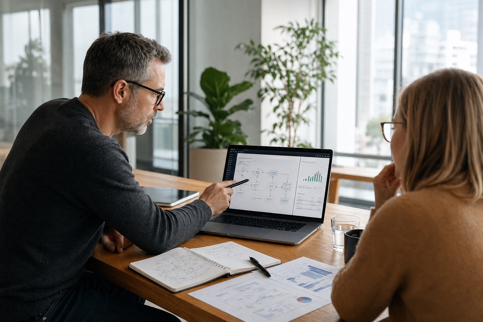 Sesión de asesoría revisando una arquitectura de Stripe
